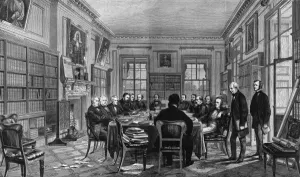 Books Prints: Cabinet meeting in Downing Street, London