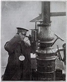 Street Prints: A call-box attached to the electric lighting standard at a cab-rank in Kensington, London