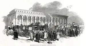 Waiting Prints: Cambridge railway station-arrival of voters 1847
