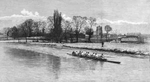 Oxford Prints: Cambridge Eight Rowing on the River Cam, 1890