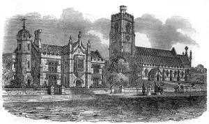 Camden Prints: The Camden Town railway: Homerton parsonage and church, 1851