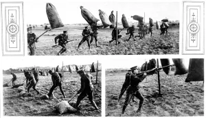 Canadian Prints: Canadian soldiers learning how to attack with a bayonet