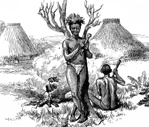 Central Prints: Cannibals cooking, Central Africa, 1888
