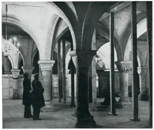 Precautions Prints: Canterbury Cathedral Crypt supports, September 1939