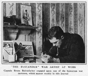 Cartoonist Prints: Captain Bruce Bairnsfather at work