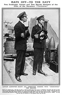 Bravery Prints: Captain Carpenter VC with Commander Osborne & ships mascots