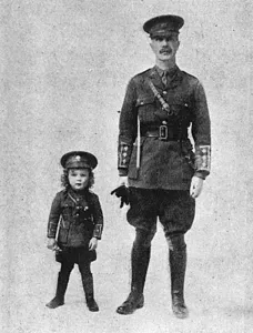 Cute Prints: Captain R. H. Parlby & small son in uniform, WW1