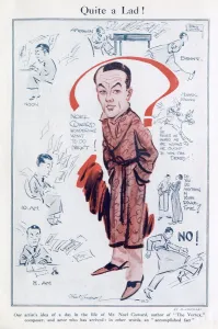 Twenties Prints: Caricature by Macmichael of Noel Coward, at that time causing a sensation with his play