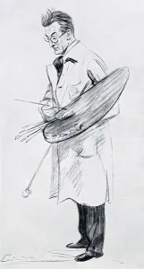 Caricatures Prints: Caricature of Sir Gerald Festus Kelly (1879-1972), British portrait painter. Date: 1934
