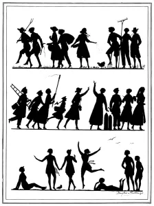 Silhouettes Prints: Carry On - Women in wartime silhouette, WW1