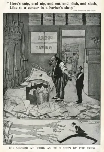 Cutting Prints: Cartoon, The Censor at Work, WW1