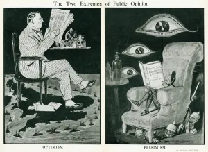 Smiling Prints: Cartoon, The Two Extremes of Public Opinion, WW1
