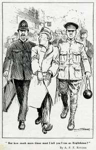Racial Prints: Cartoon, German arrested in the street, WW1
