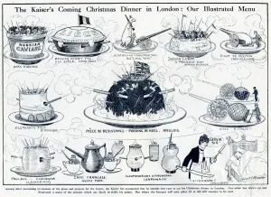 Dish Prints: Cartoon, The Kaisers Christmas Dinner in London, WW1