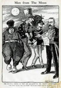 Dutch Prints: Cartoon, Men from The Moon, WW1