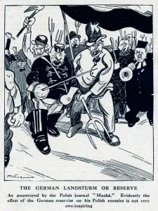 Polish Prints: Cartoon, Polish view of German reservists, WW1