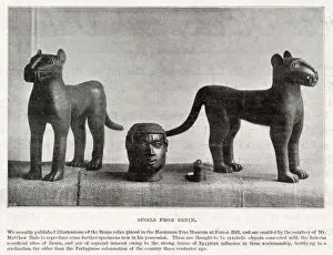 Museum Prints: Carved figures from Benin placed at the Horniman Museum in Forest Hill, SE London