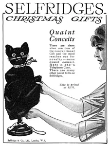Phone Prints: Cat telephone cosy from Selfridges, 1919