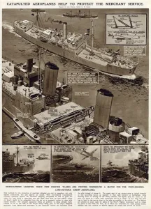 G H Davis Illustrations Prints: Catapulted aeroplanes by G. H. Davis