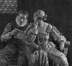 Lover Prints: Cervantes reads his La Galatea to his wife Dona Catalina