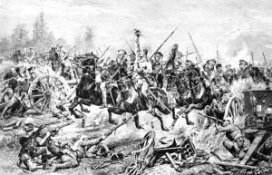 Images Dated 5th December 2004: The charge of the 9th Lancers at a German battery near Mons