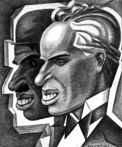 Actors Prints: Charlie Chaplin, caricature by Autori