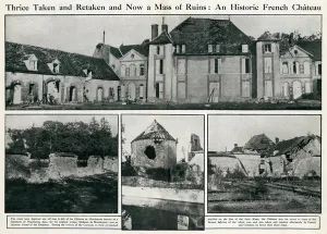 Destruction Prints: Chateau de Mondemont, France, in ruins during WW1