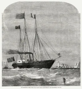 Sailing Prints: The Cherbourg Fetes, the Royal Yacht passing the Needles