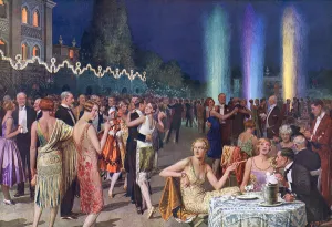 Matania Prints: Chez Vous, Venice Lido by Fortunino Matania