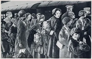 Waiting Prints: Children bearing tags on their luggage standing on the platform station