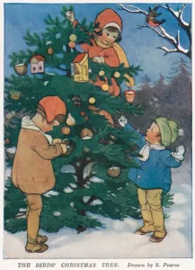 Scarf Prints: Children With Christmas Tree