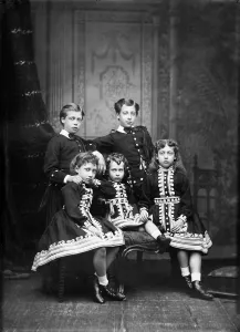 Prints of Photographic study of the five children of Edward VII and Queen Alexandra, taken while Edward was still Prince of Wales November Prints: Children of Edward VII circa. 1875