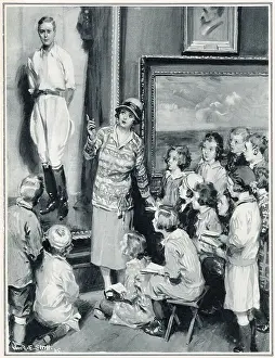 John Prints: Children at Manchester City Art Gallery learning 1925