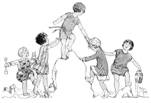 Wool Prints: Children playing at the beach