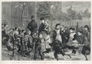 Nanny Prints: Children Playing in Temple Gardens, London, 1883