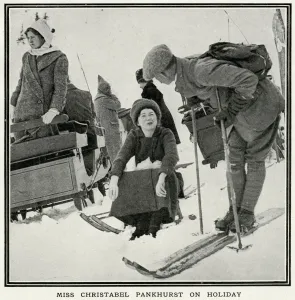 Mar17 Prints: Christabel Pankhurst sledging in Villar