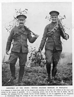 Line Prints: Christmas at the Front: British Soldiers bringing in Mistlet
