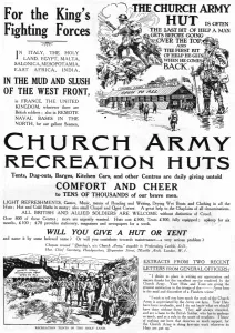 Huts Prints: Church Army Recreation Huts advertisement, 1918