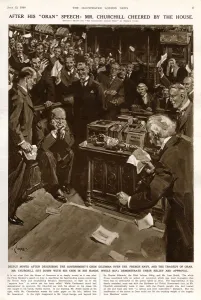 Chamberlain Prints: Churchill cheered for Oran speech, 1940