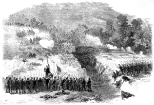 Confederates Prints: The civil war in America: attack on the Confederate batterie