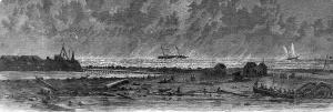 1862 Prints: The Civil War in America: Hatteras spit with the wreck of th