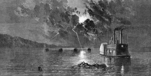 20th Prints: The Civil war in America: Midnight storm on the Missippi