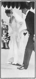 Arriving Prints: Clementine Hozier arriving for her wedding to Winston Church