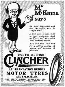Savings Prints: Clincher tyres advertisement, WW1 - Reginald McKenna