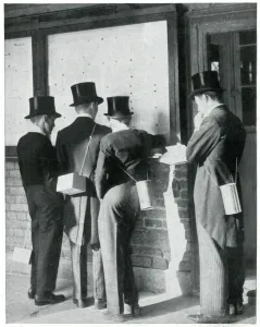 College Prints: College boys returning to Eton with gas masks, Sept 1939