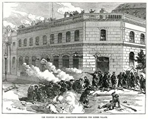 1871 Prints: Communards defending the Elysee Palace; Paris Commune 1871