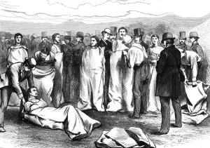 Stadium Prints: Competitors in a Sack Race at Lillie Bridge, London, 1874