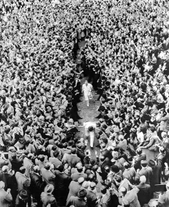 1953 Prints: Compton and Edrich leave the Oval pitch, 1953
