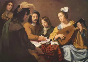 Dutch Prints: The concert, showing a group of players by Gerald de Honthor