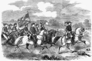 Cavalry Prints: Confederate General Stuart with cavalry, scouting